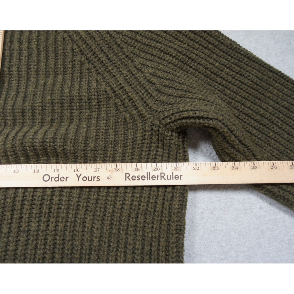 Uniqlo Sweater Mens Medium Green Ribbed Knit Raglan Pullover Wool Blend - Picture 7 of 10